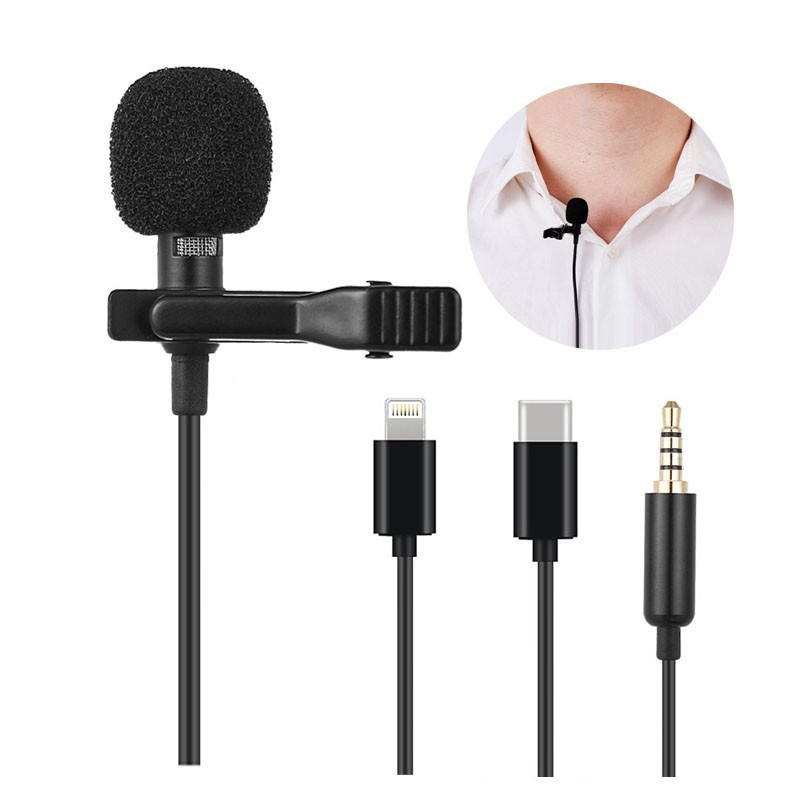Video Conference,Vlog Lapel Clip-on Mic Earphones OKCSC AC300 Lavalier Microphone Earphones Omnidirectional Condenser Lapel Microphone Mini Mic for YouTube,Video Recording,Facebook Live 