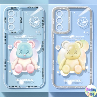 เคสโทรศัพท์มือถือแบบนิ่ม กันรอยเลนส์กล้อง ลายหมีสีชมพูทอง สําหรับ VIVO Y53S Y51 Y51A Y31 2021 Y15S Y15A Y20 Y20i Y12S Y12A Y20s G Y30 Y50 Y30i Y12 Y15 Y17 U10 Y19 Y33S Y21S Y21 Y52 Y72 5G