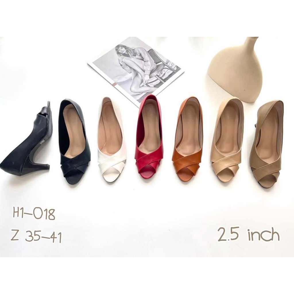 Niwa shoes รองเท้าสตรี เปิดหน้า ส้นสูง2.5นิ้ว รหัส -018 นิ่ม ใสสบาย สวย ดูหรูมาก