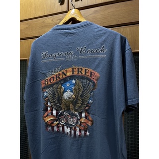 เสื้อยืดวงโลหะ เสื้อยืดลายนกอินทรี BORN FREE DAYTONA BEACH 2015 Size XL