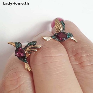 Ladyhome Hummingbird ต่างหูระย้า ห้อยจี้คริสตัล รูปนก