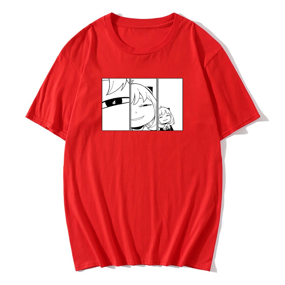 Cartoon Anya  Funny Face Manga Spy X Family T-shirt Men Clothing Cotton TShirts Harajuku T-shirts Graphic T Shirts #1