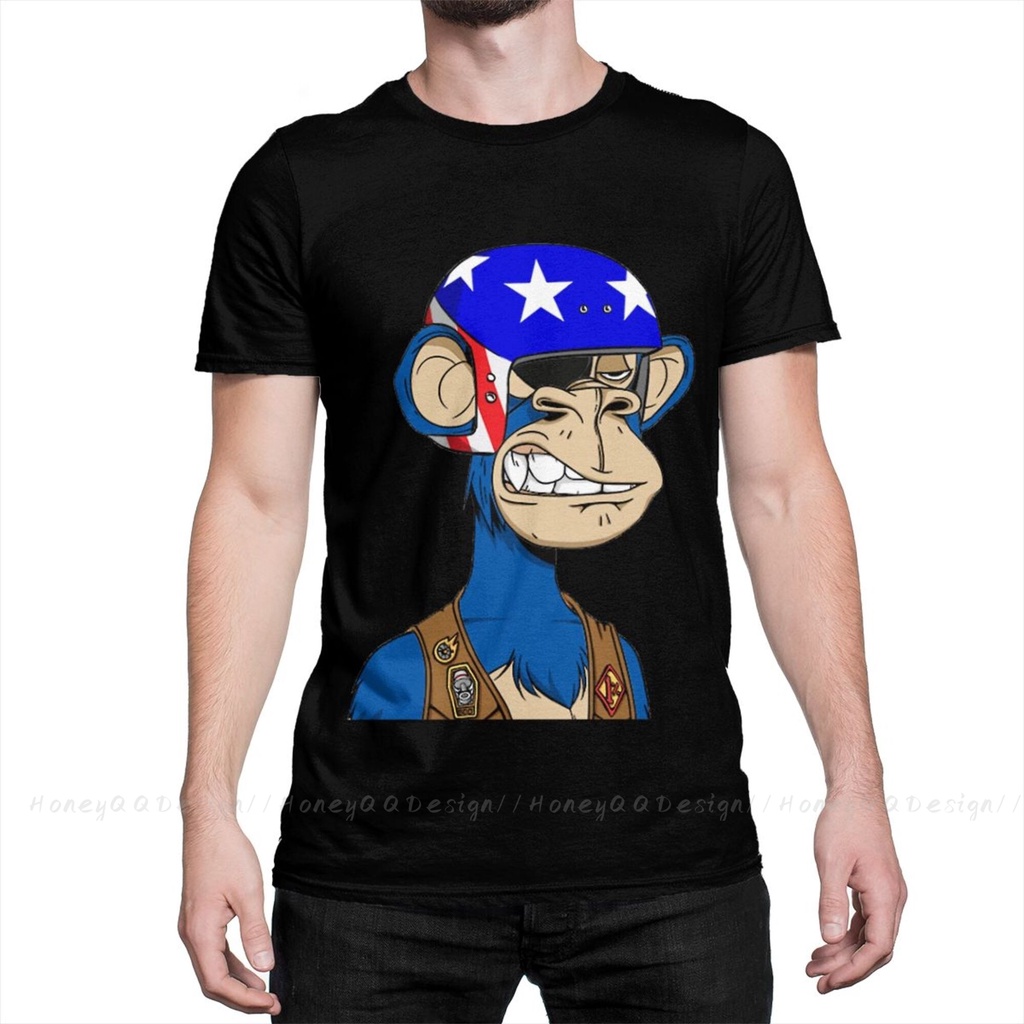 BAYC NTF พิมพ์ผ้าฝ้ายเสื้อ Hombre Bored Ape Yacht Club NFT ผู้ชายแฟชั่น Streetwear ผู้ใหญ่ T เสื้อ O