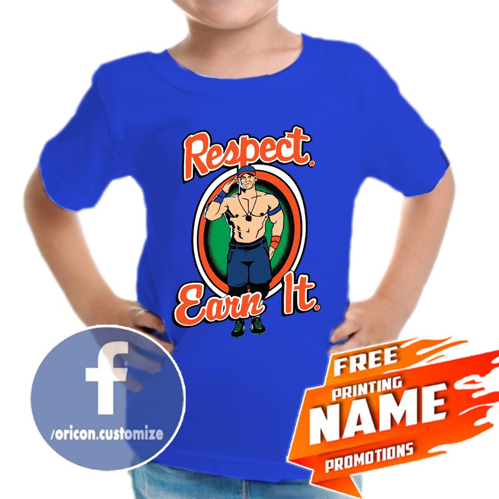 [Shop Malaysia] WWE Cena Respect Earn It Kid Shirt Custom Made nqIP