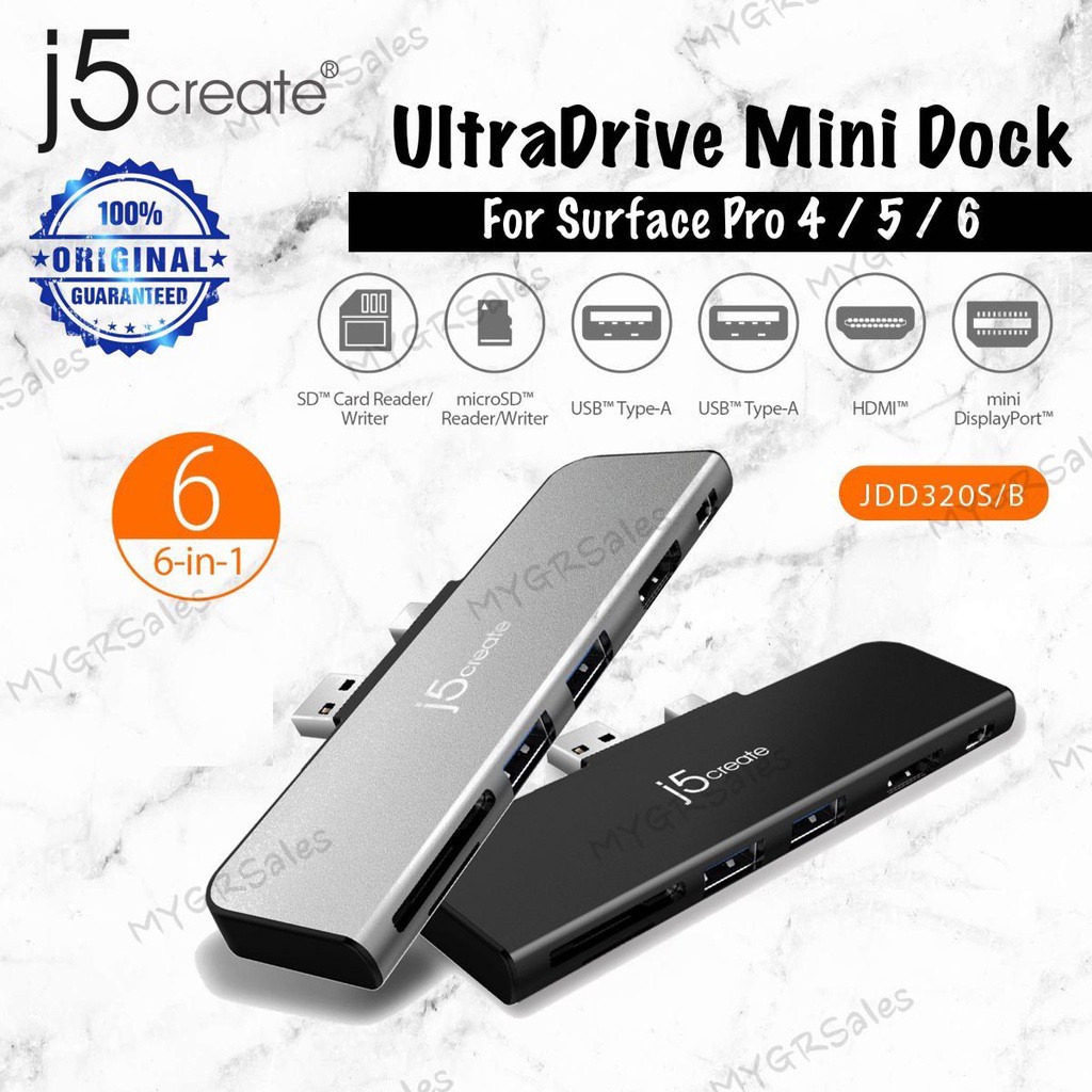 J5create UltraDrive Mini Dock สําหรับ Surface Pro 4/5/6