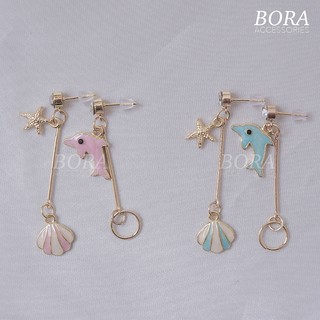 ต่างหูรูปปลาโลมา สีพาสเทล🐳 (มี 2 สี) [Bora.accessories🎀]