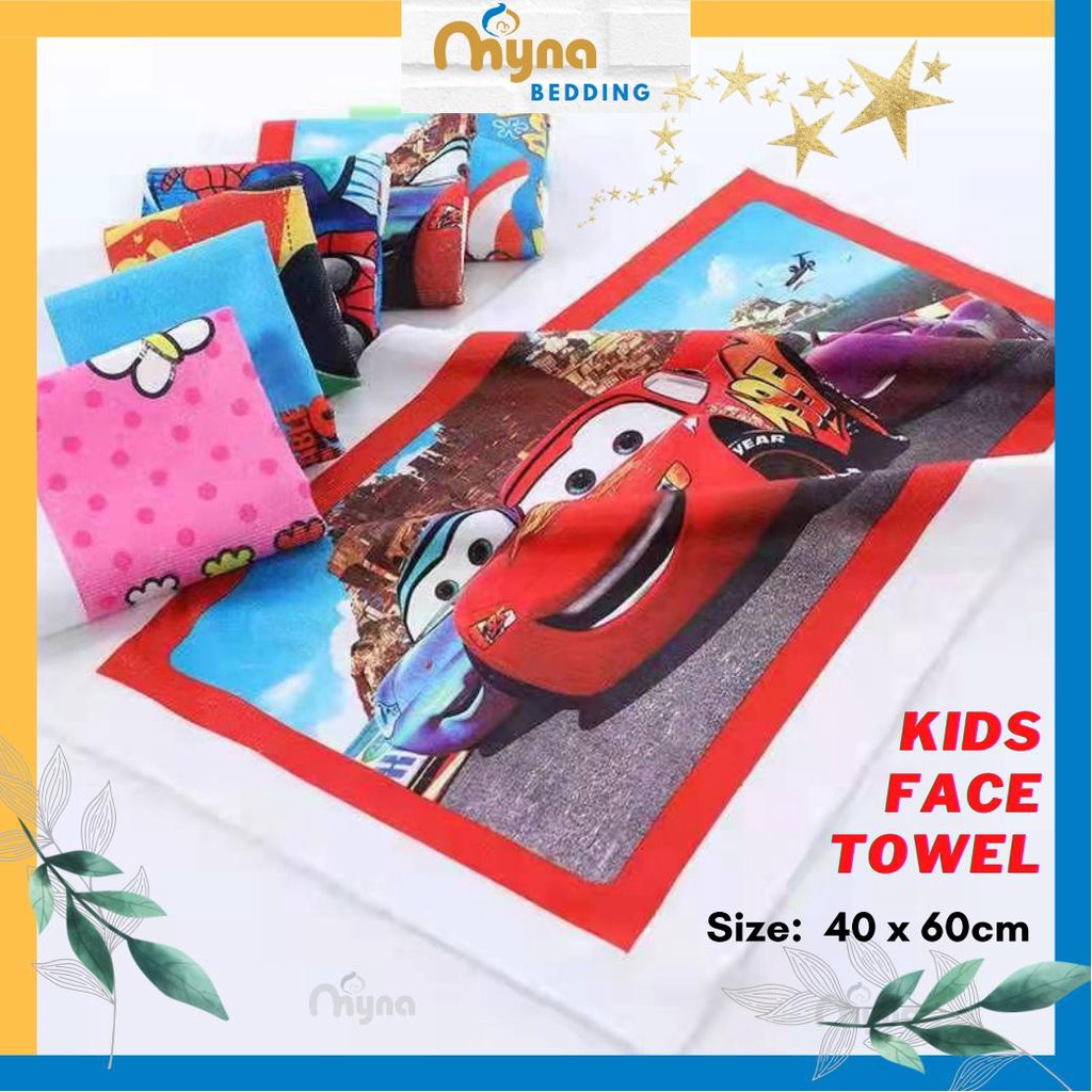 การ์ตูนเด็กผ้าขนหนูเช็ดหน้า Tuala Kartun LAP MUKA Kanak Frozen Pony Spiderman Cars Minion Mickey
