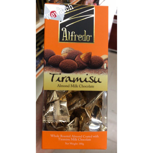 Alfredo Almond milk chocolate Tiramisu ช๊อคโกแลตสอดไส้อัลมอลด์เคลือบด้วยช๊อคโกแลตทีรามิสุ  น้ำหนัก 1