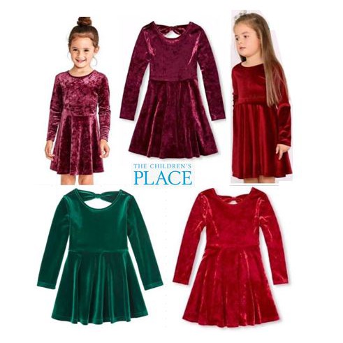 LONG-SLEEVED VELVET DRESS สําหรับ GIRLS 2-16 YEARS