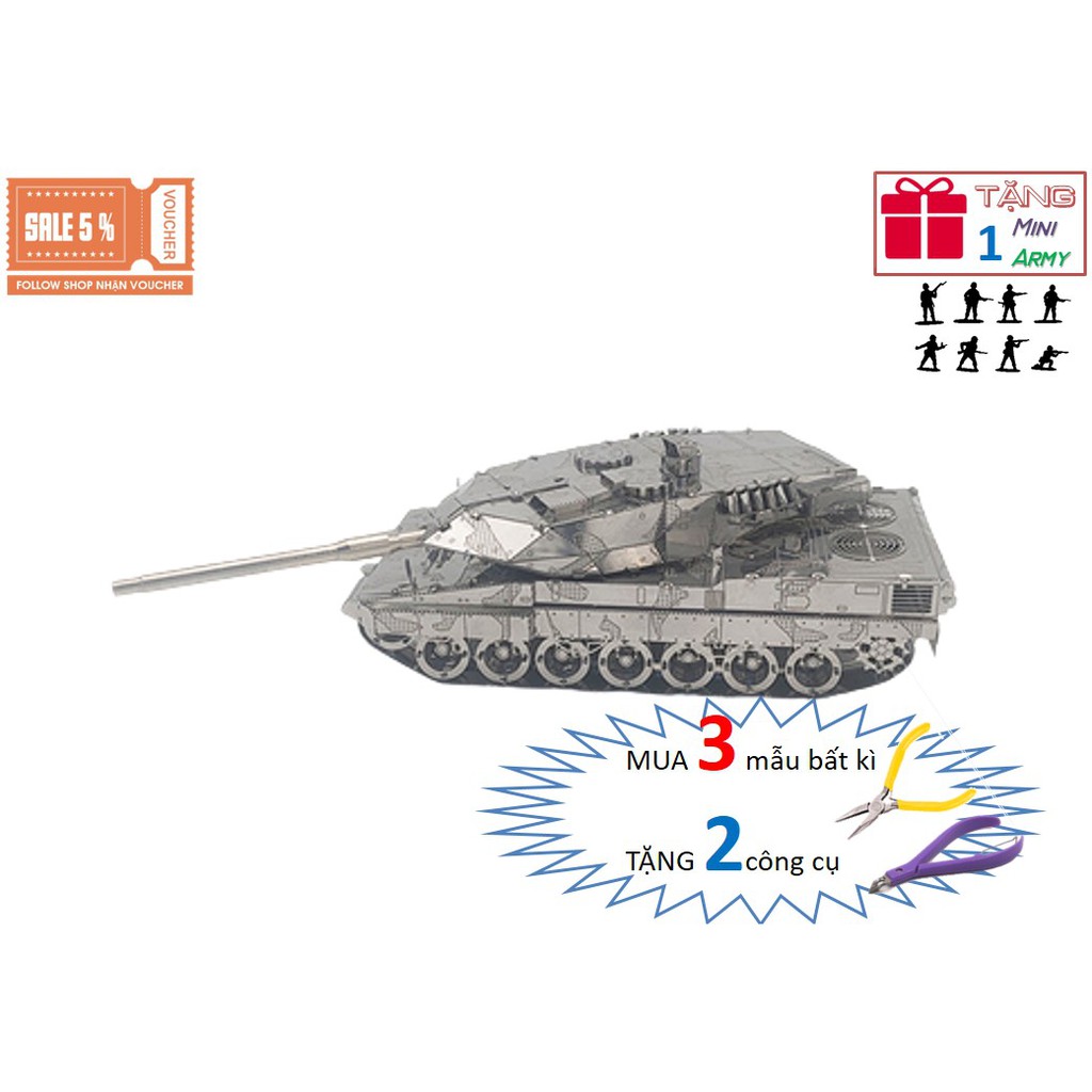 Leopard 2A7 Tank 3D Metal Assembly Model - เยอรมัน