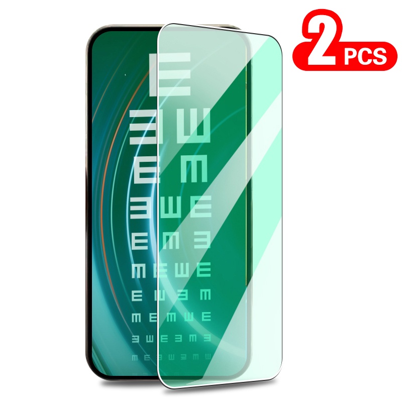 2Pcs Full Cover Green Light Tempered Glass Xiaomi Redmi Note 11 Pro Plus Max 10 Preime 10S 9 9S 8 7 2022 4G 5G Glass Protective Film