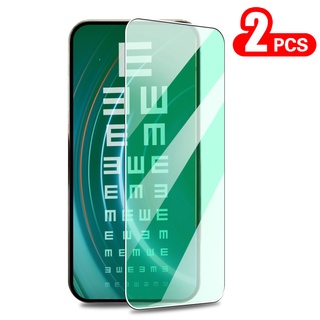 2Pcs Full Cover Green Light Tempered Glass iPhone 13 11 12 Pro MAX Screen Protector