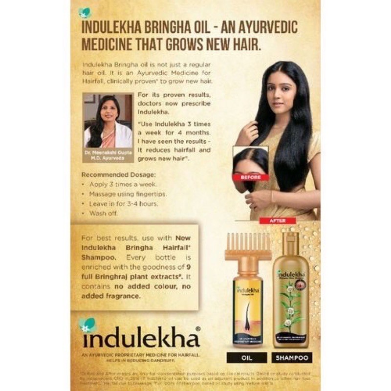 Indulekha Bringha Hair Oil 100ml - Anti hairfall 56aG | Shopee Thailand