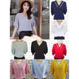 เสื้อคอวีลายถักอก40นิ้ว