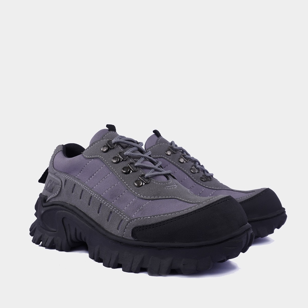 Hitam Men& 39;s SHORT SAFETY BOOTS CATERPILLAR BULDZER LOW PREMIUM BLACK TAN GREY