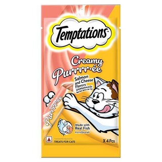 TEMPTATIONS เทมเทชันส์ ครีมมี่ เพอเร่ ขนมแมว รสแซลมอนและชีส 48กรัม