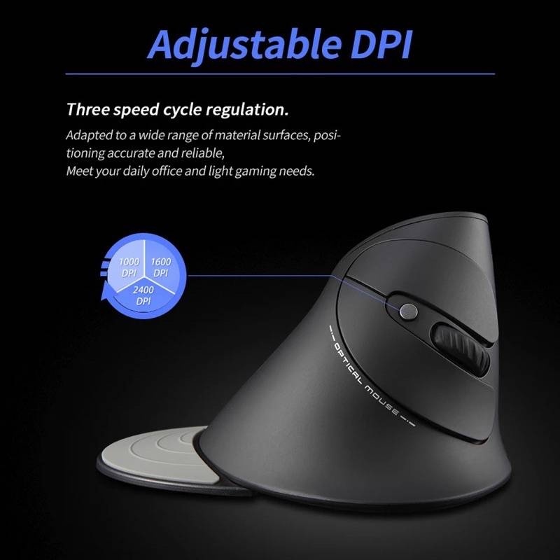 เมาส์แนวตั้ง2.4GHz 6ปุ่มErgonomic Optical Mice 3ปรับDPIสำหรับPCแล็ปท็อป ...
