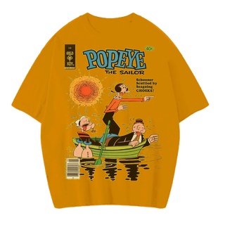 เสื้อยืดแขนสั้น พิมพ์ลาย POPEYE VINTAGE ขนาดใหญ่ สีเหลืองมัสตาร์ด