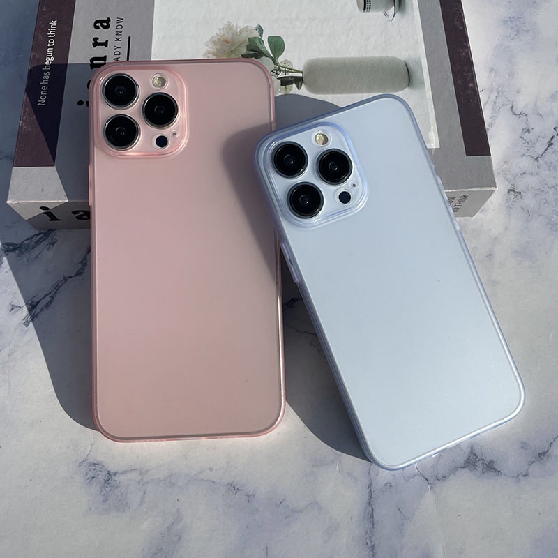 Ultra Slimกรณีสีฟ้าสีชมพูMatte SoftสําหรับiPhone 15Promax 15 13promax 14Promax 11 12promax 17 13 13Pro 14Pro 14Plus 11promax xs xr xsmax 16Promax 16Pro 13mini 7Plus 7 8