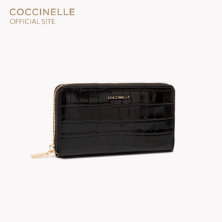 COCCINELLE  METALLIC CROCO SHINY SOFT Wallet 113201 NOIR กระเป๋าสตางค์