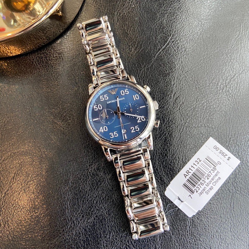 👑ผ่อน0%~แท้100%👑 นาฬิกาของแท้ EMPORIO ARMANI Luigi Chronograph Quartz Blue Dial Men's Watch AR11132