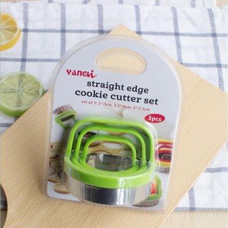 cherry พิมพ์กดคุกกี้สแตนเลส Straight EDGE COOKIE CUTTER SET (3 PC)