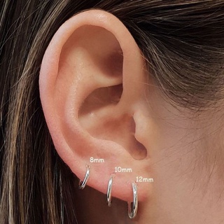 ราคาต่างหูห่วงเงินแท้ hoop earrings 92.5% เงินแท้ ต่างหู ต่างหูห่วง ต่างหูเงินแท้ (หลอด 1.2 มิลลิเมตร)