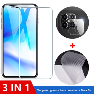 3-in-1 iPhone12 กระจกนิรภัย iPhone 12 11 Pro XS Max X 8 7 6 6s Plus 9H กระจกนิรภัยป้องกันหน้าจอใสฟิล์มกระจกฟิล์มกระจก HD