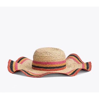 หมวกสาน Tory Burch multicolor striped straw hat