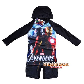 AV08 ชุดว่ายน้ำ The Avengers บอดี้สูทแขนยาว(ซิปหลัง)+หมวก (Import) ผ้าเนื้อดี ยืดหยุ่นได้ตามตัว