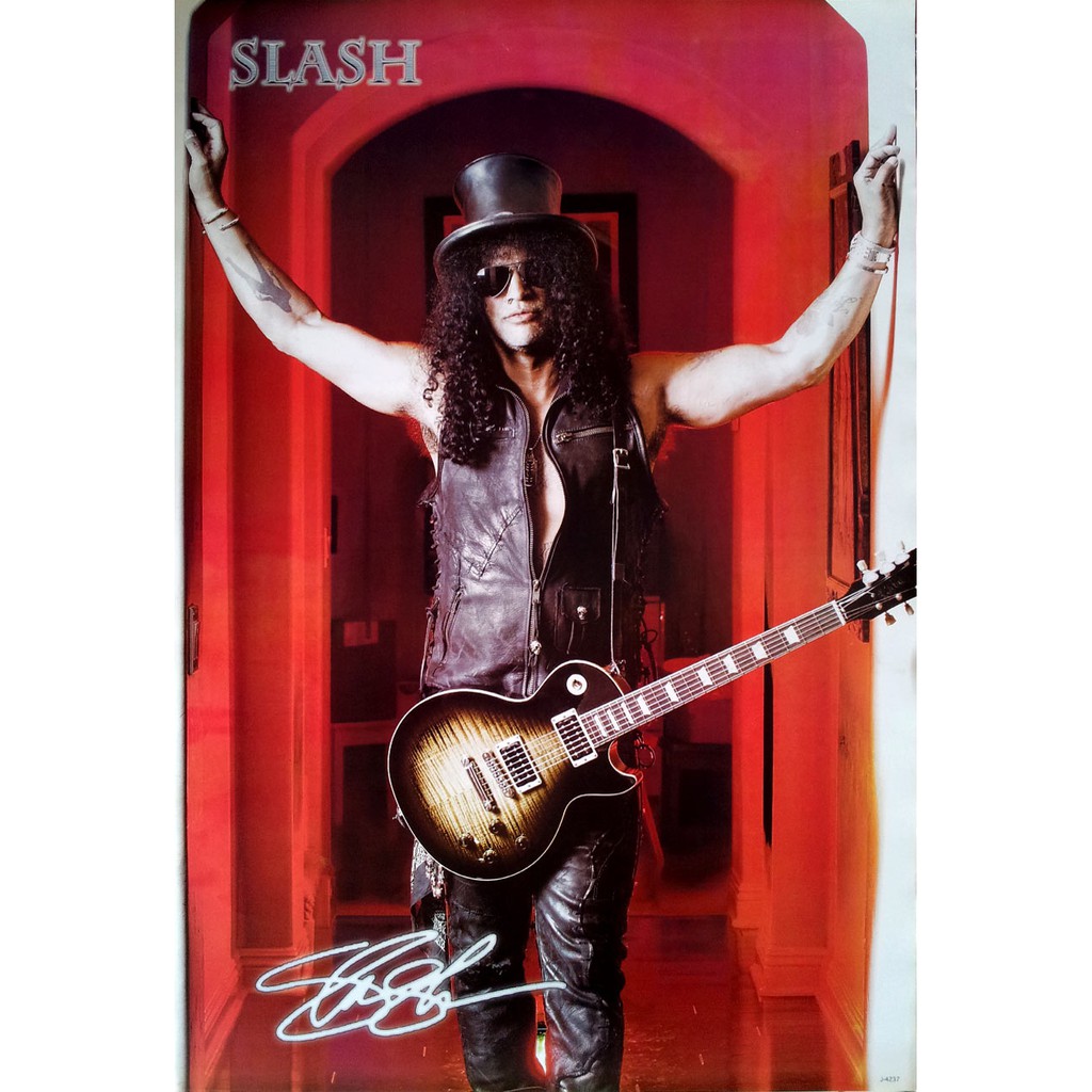 โปสเตอร์ รูปถ่าย นักดนตรี ร็อก Slash Guns N' Roses POSTER 24"x35" Inch Guitar Players Hard Rock Heav