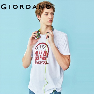 Giordano Men Graphic T-shirt Short Sleeve Printed Pattern Tee Shirt For Men Crewneck 100% Cotton Casual Mens Clothing