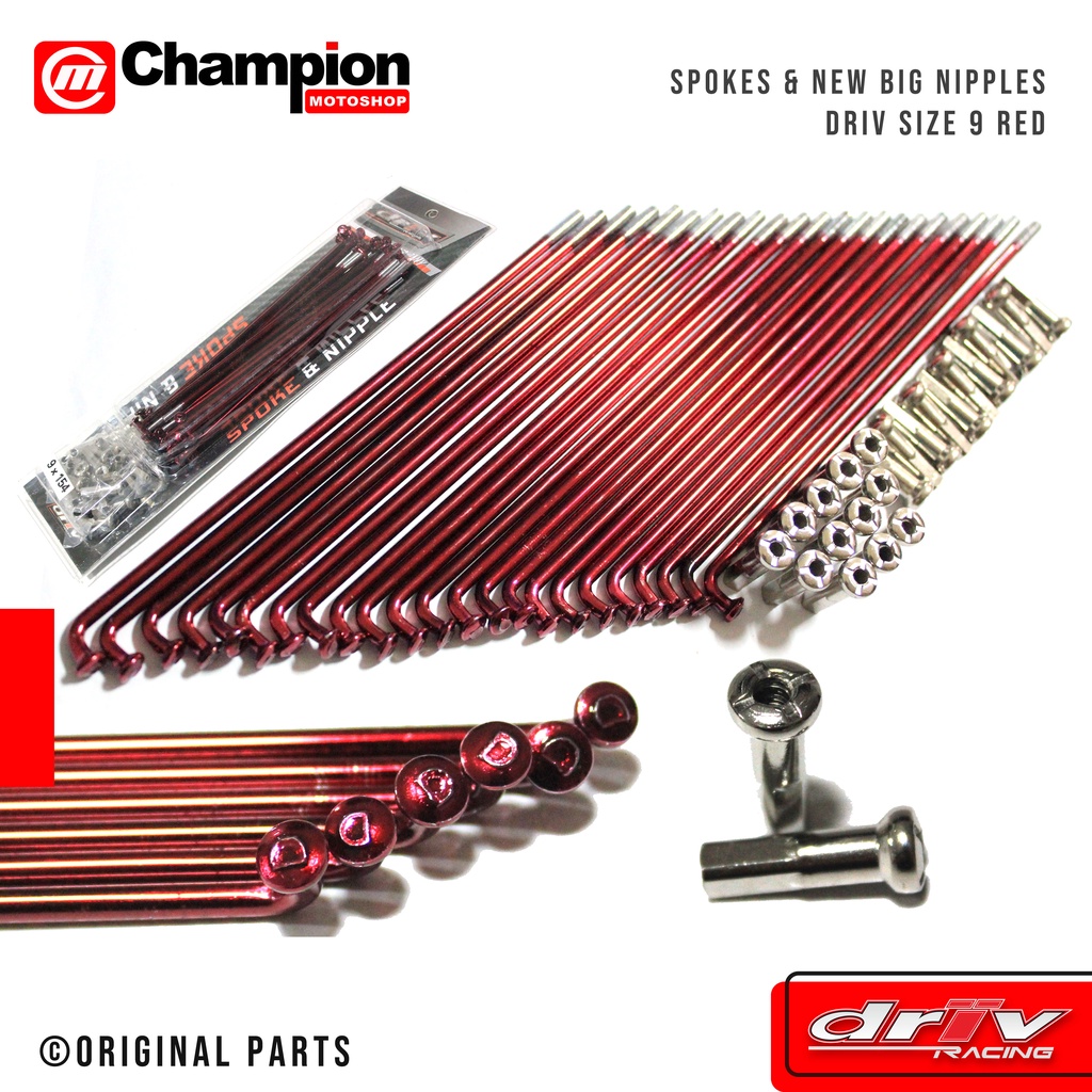 Spokes 9x130 154 164 Big หัวนม Chrome Red Drive