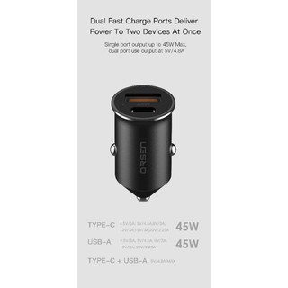 ⚡️Eloop C8 Mini Car Charger 45W Max ที่ชาร์จในรถ USB-A &amp; Type-C รองรับ PD l QC 4.0 l SCP l FCP