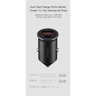 ⚡️Eloop C8 Mini Car Charger 45W Max ที่ชาร์จในรถ USB-A &amp; Type-C รองรับ PD l QC 4.0 l SCP l FCP