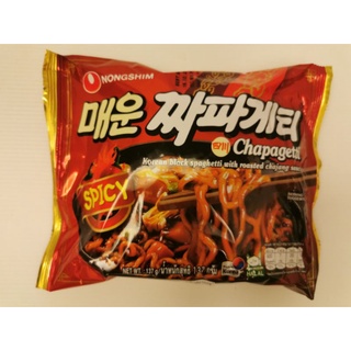 จาจังเมี่ยน​เผ็ด​ นงชิม chapaghetti spicy Nongshim​ 137g. จาจังมยอน​ บะหมี่ซอสดำ​ เกาหลี