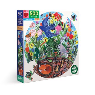 eeboo Rewilding 500 Pc Round Puzzle - จิ๊กซอว์รูปวิถีชีวิตสัตว์ป่า แบบ 500 ชิ้น ต่อเป็นรูปภาพทรงกลม