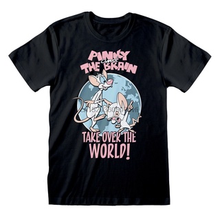 เสื้อยืด พิมพ์ลาย Animaniacs Pinky And The Brain Take Over The World สีดํา 2022S-5XL