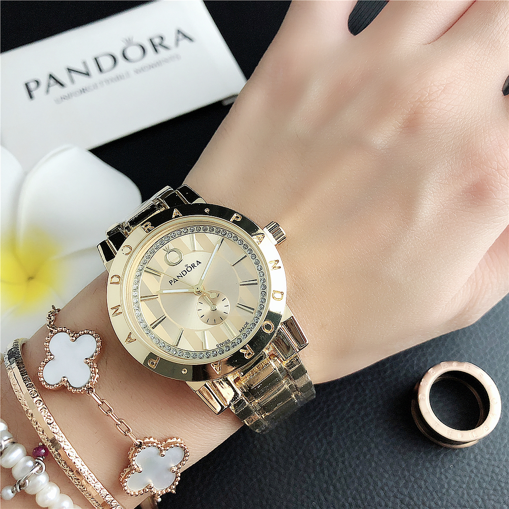 ใหม่ 100% PANDDORA Jam Tangan Wanita นาฬิกาข้อมือลําลอง สายสแตนเลส สําหรับผู้หญิง