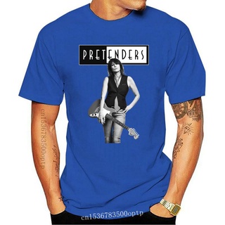 เสื้อยืดผ้าฝ้ายพิมพ์ลายแฟชั่น ขายดี เสื้อยืดลําลอง แขนสั้น พิมพ์ลาย Pretenders Chrissy Hynde Classic สีดํา GMnohp98ONfgb