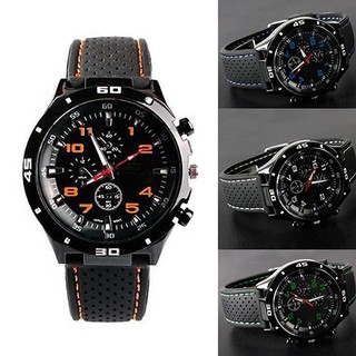 นาฬิกาข้อมือผู้ชายแฟชั่นซิลิโคนหน้าปัดกลม dial analog quartz