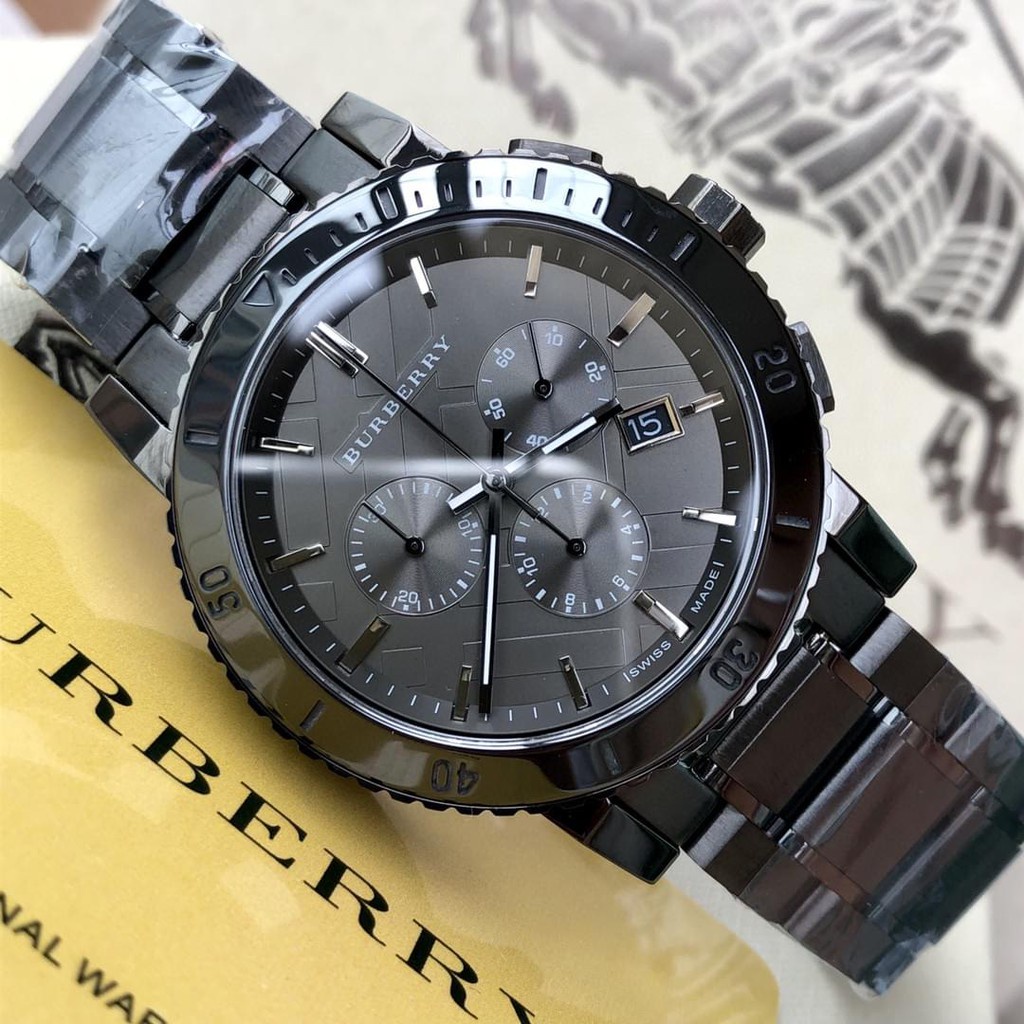 Burberry BU9381 man's stainless steel quartz watch versatile calender  chrono runway wristwatch | Shopee Thailand