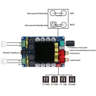 dual channel แผ่นบอร์ดขยายเสียงดิจิตอล tda 7498 พลังงานสูง