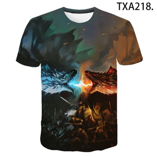 เสื้อยืดลําลอง แขนสั้น พิมพ์ลาย Game of Thrones 3 มิติ แนวสตรีท แฟชั่นฤดูร้อน สําหรับผู้ชาย และผู้หญิง