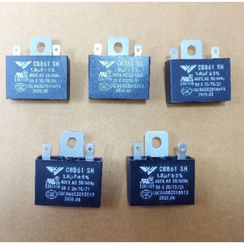 (แพ็ค5ตัว) คาปาซิเตอร์ พัดลม 1.8 uf/400v รุ่นขาเสียบ ใช้กับพัดลม18นิ้ว แคปพัดลม CAP Hatari capacitor