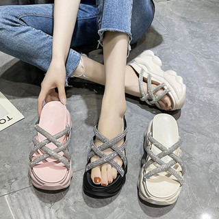 รองเท้าส้นตึก รองเท้าแฟชั่น สูง9cm size34-39 💕พรีออเดอร์