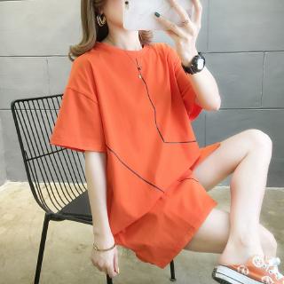 2020  Cotton summer clothes Korean loose medium long women short sleeve T-shirt