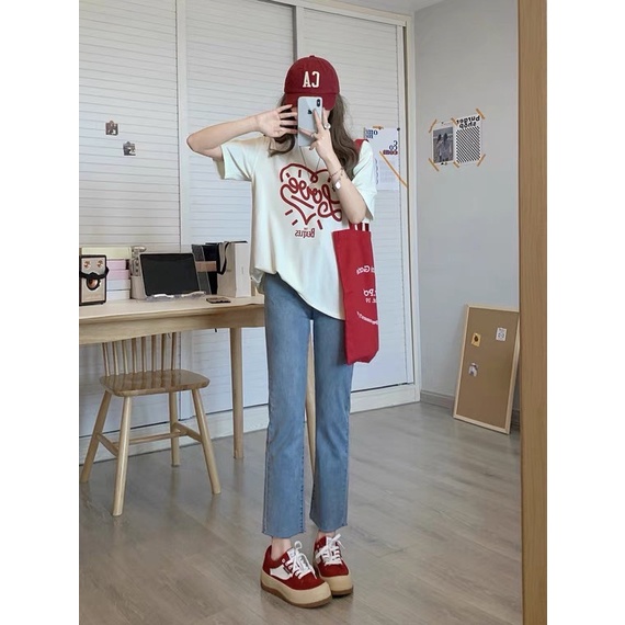 KFC เสื้อยืดพิมพ์ลาย คอกลม แขนสั้น ผ้านิ่ม แฟชั่น LOVE ลายคมชัดๆ #9641