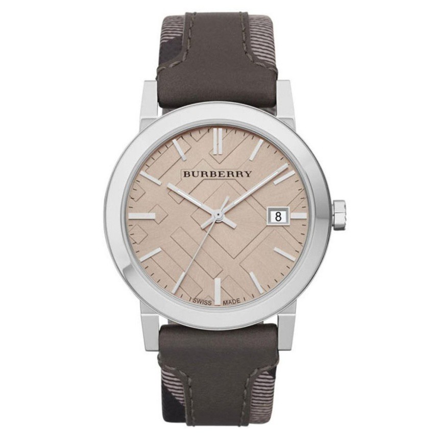 Burberry BU9120 Women's City Teal Leather Strap Silver Dial Watch(Black)