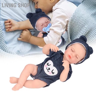 Living Shop 12in Newborn Baby Doll Set Washable Emulational Soft Silicone Sleeping Boy with Clothes Feeding Bottle Nipple